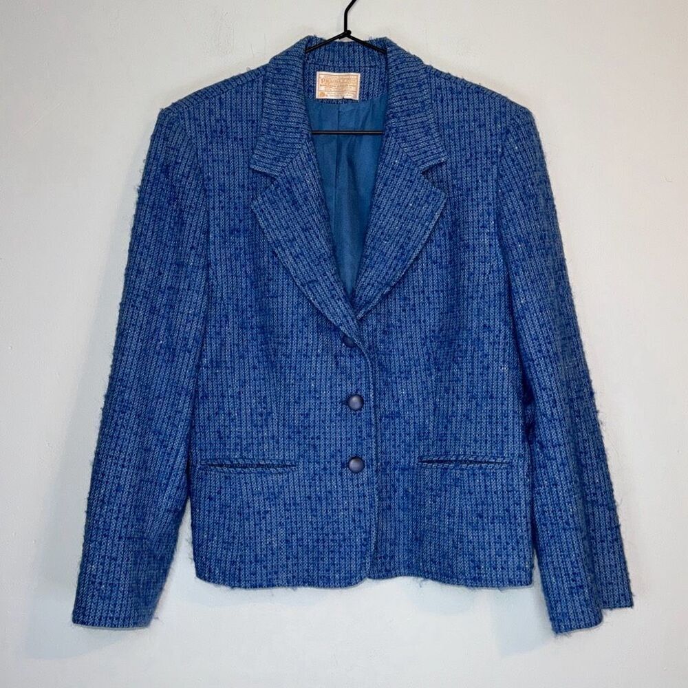 Vintage Pendleton Blue Tweed Blazer 14